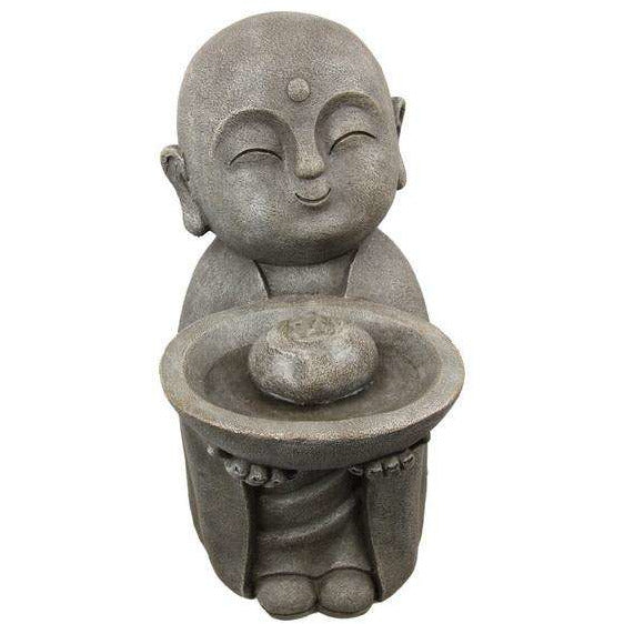Standing Jizo Buddha Fountain With Light 54cm - Dollars and Sense