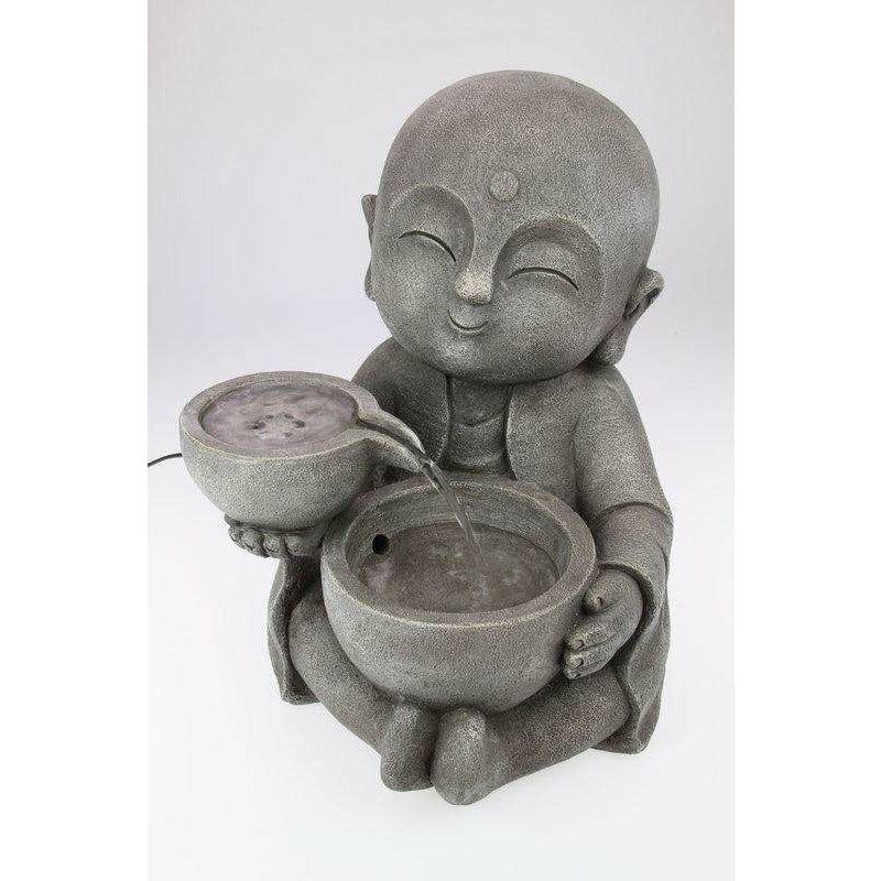 Sitting Jizo Buddha Fountain With Light 39cm - Dollars and Sense