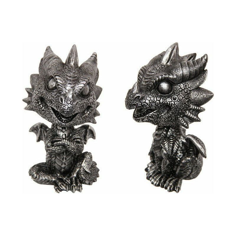 Silver Bobble Head Dragon - 15cm - Dollars and Sense