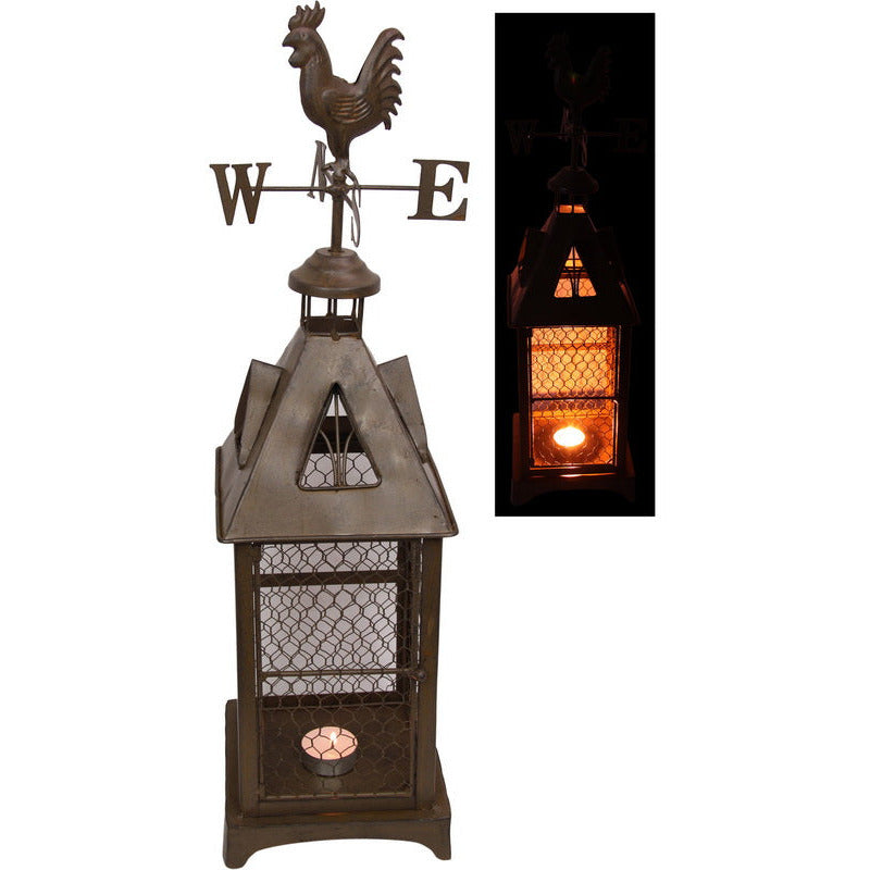 Rooster Weather Vane Metal Lantern - Dollars and Sense