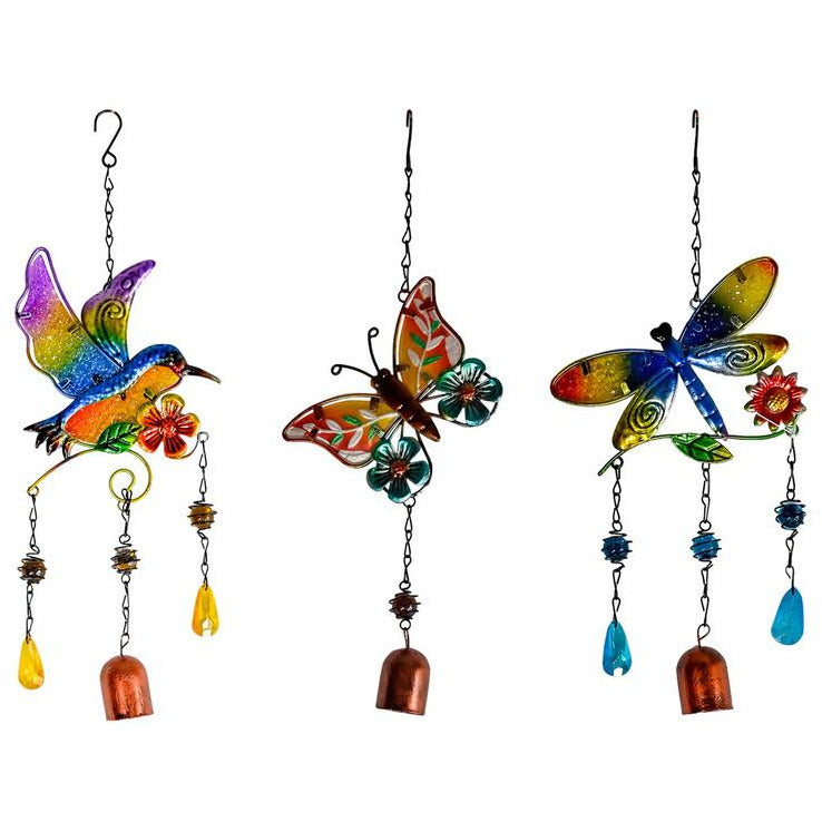 Glass Metal Butterfly Dragonfly Humming Bird Wind Chime assorted 36cm Default Title