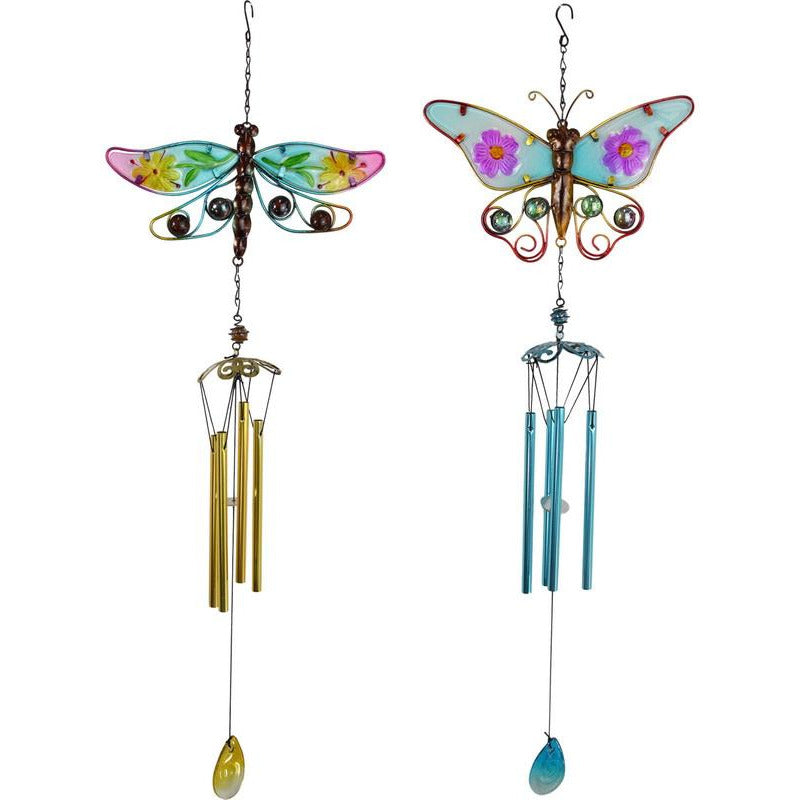 Glass Mosaic Metal Butterfly Dragonfly Wind Chime 79Cm Assorted Colours Default Title