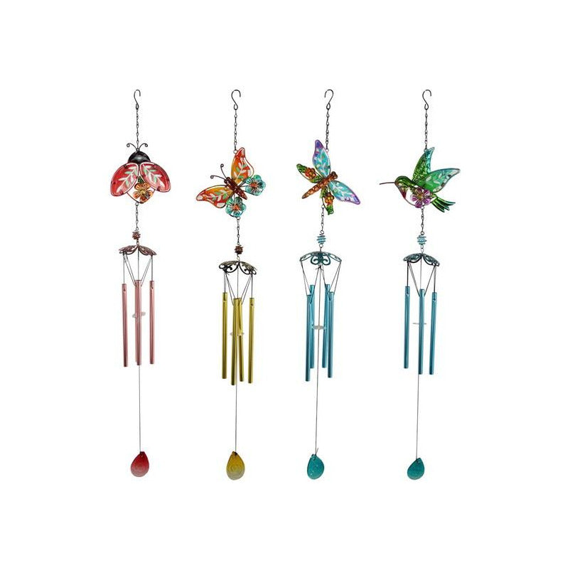Glass Metal Butterfly Hummingbird Dragonfly Ladybug Wind Chime 1pce Assorted Default Title