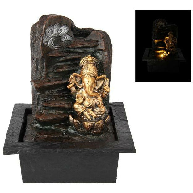 Gold Ganesh Water Fountain with Light - 28cm Default Title