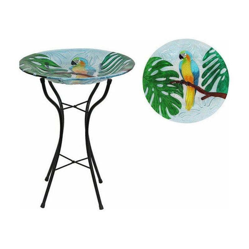 Bird Feeder Glass Blue Parrot - 46cm - Dollars and Sense