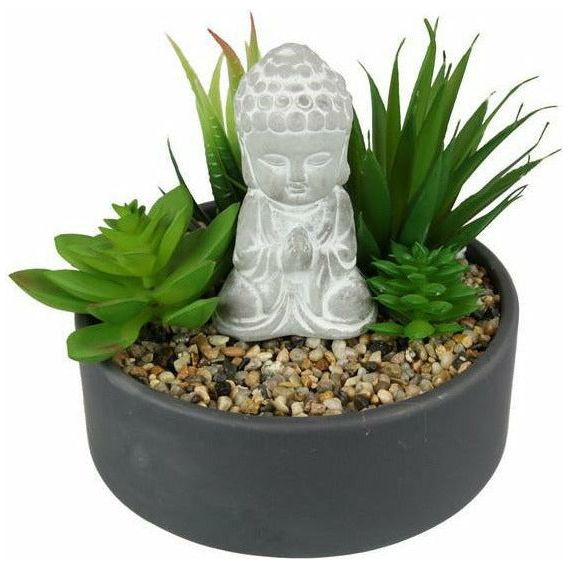 Zen Buddha Meditating in Succulent Garden - 17cm - Dollars and Sense
