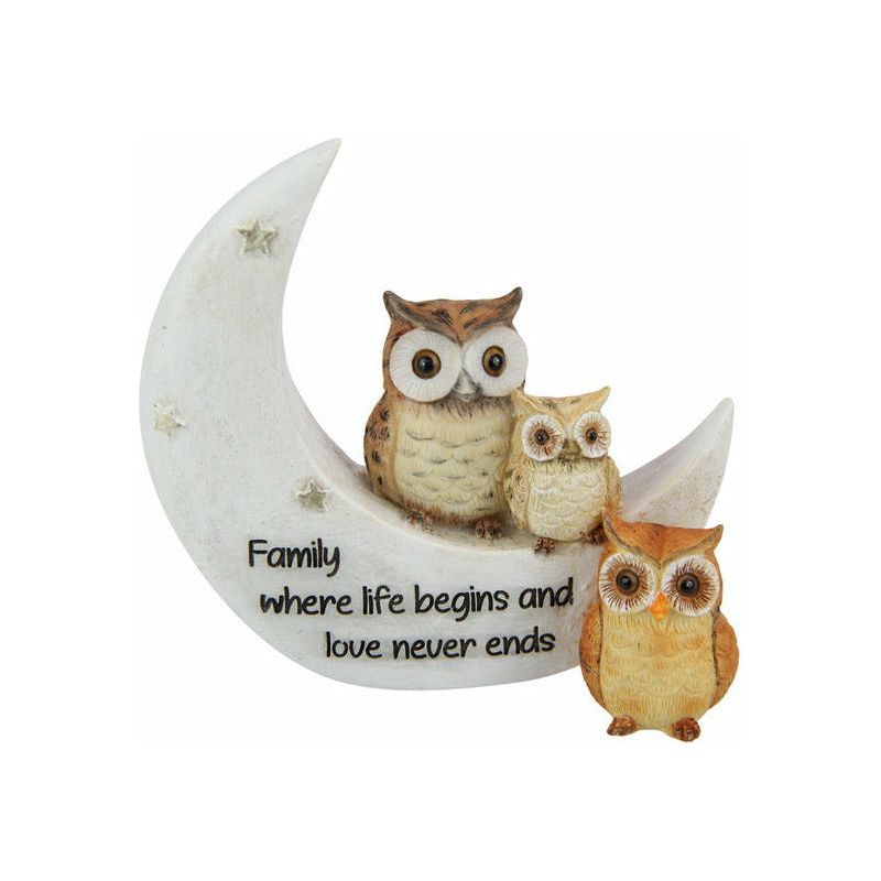 Owl Family on Moon 10.5cm - Dollars and Sense