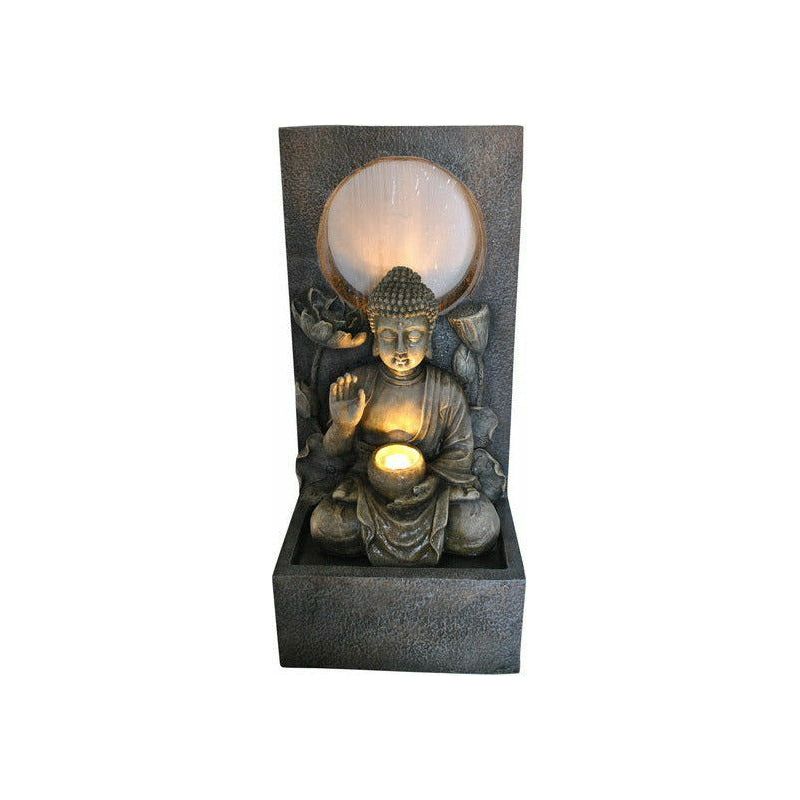 Tranquil Buddha Waterfall Halo Fountain with Light - 70cm - Dollars and Sense