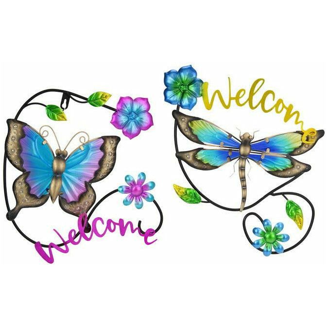 Welcome Butterfly and Dragonfly Metal Wall Art - 35.5cm 1 Piece Assorted - Dollars and Sense