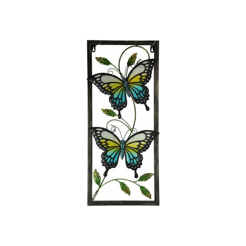 Twin Butterfly Glass & Metal Wall Art - 71x31cm 1 Piece - Dollars and Sense