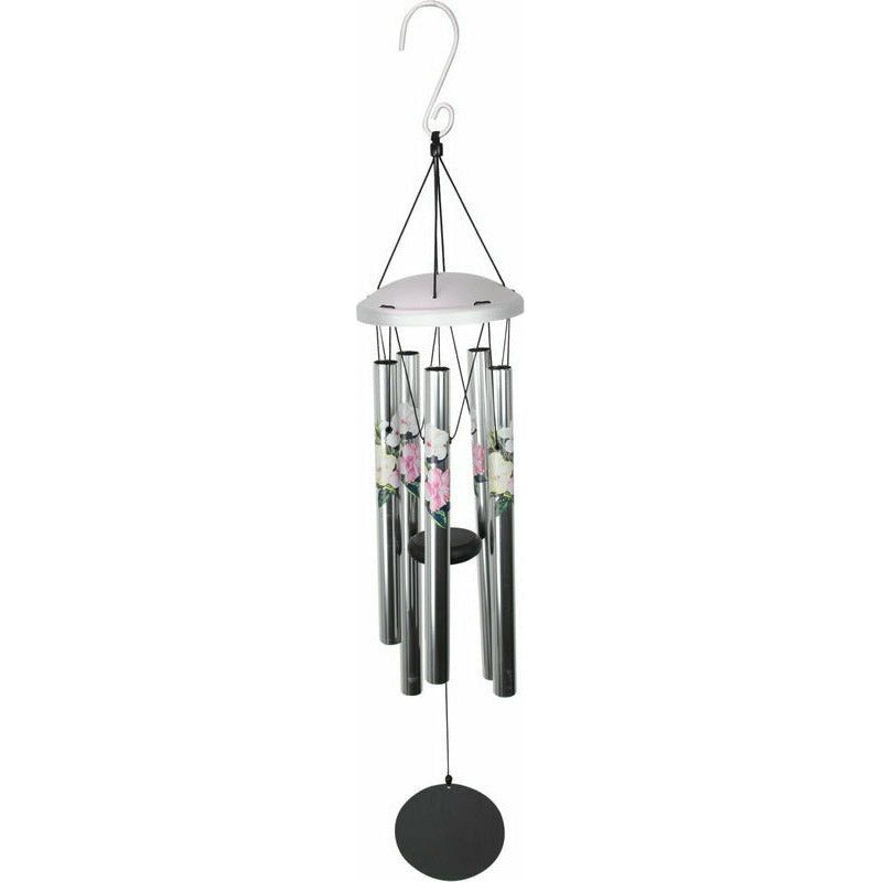 Wind Chime Tuned Flower Print Silver - 82cm - Dollars and Sense