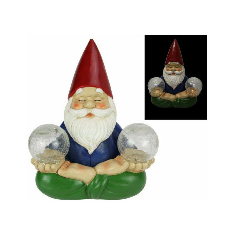 Meditating Yoga Gnome with Twin Solar Light - 30cm 1 Piece - Dollars and Sense