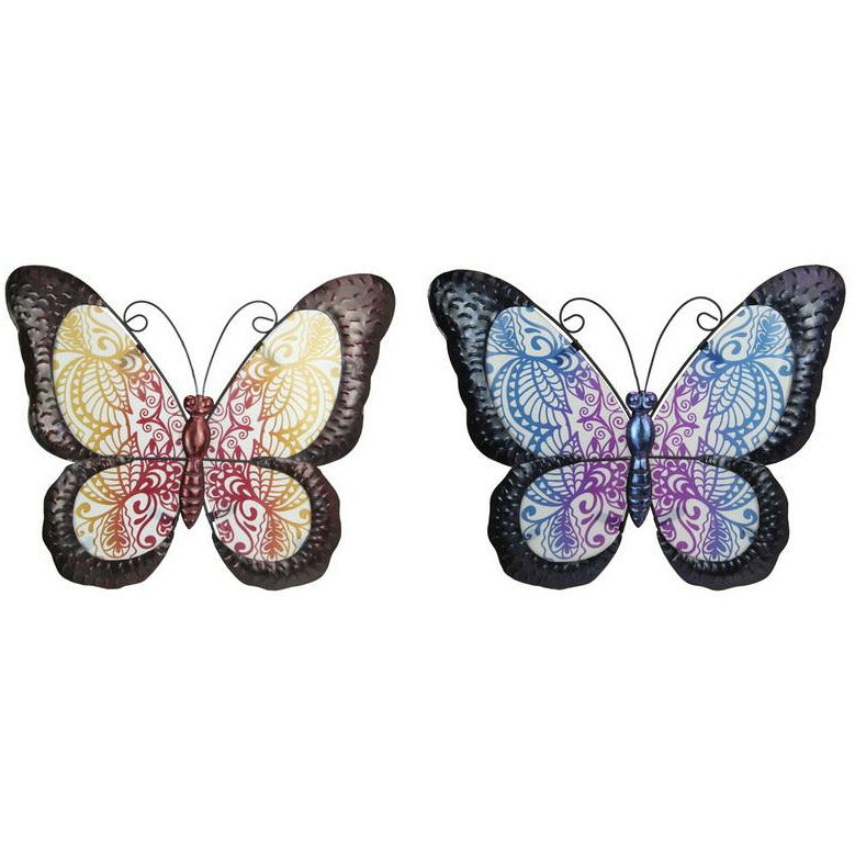 Bronze Butterfly with Patterned Glass - 1pce Assorted 38cm Default Title