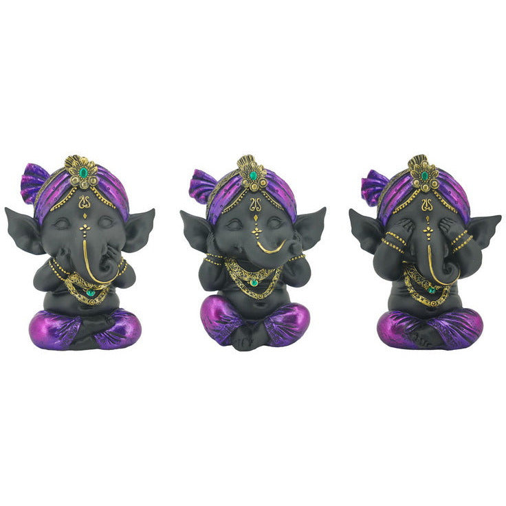 Wise Ganesh Sitting in Purple Robe - Dollars and Sense