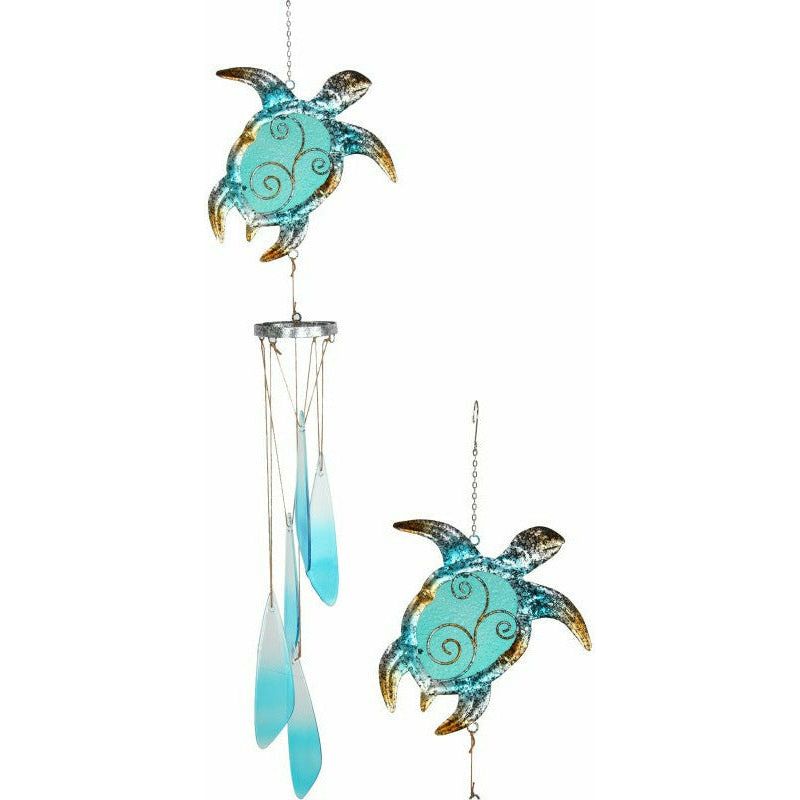 Metal and Glass Blue Turtle Wind Chime - 75cm 1 Piece - Dollars and Sense