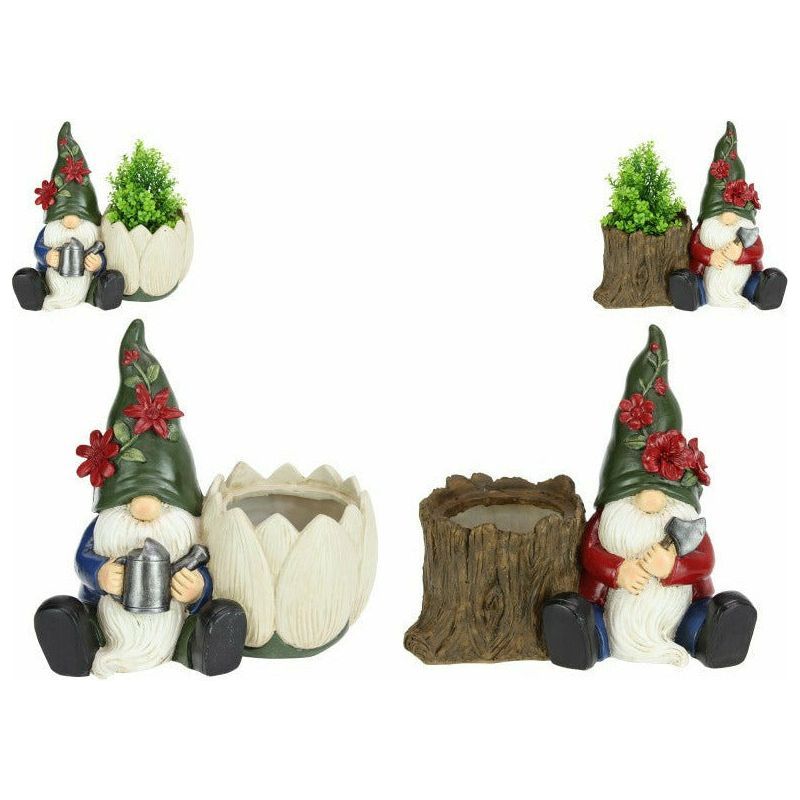 Gnome with Tree and Flower Pot - 25cm 1 Piece Assorted - Dollars and Sense