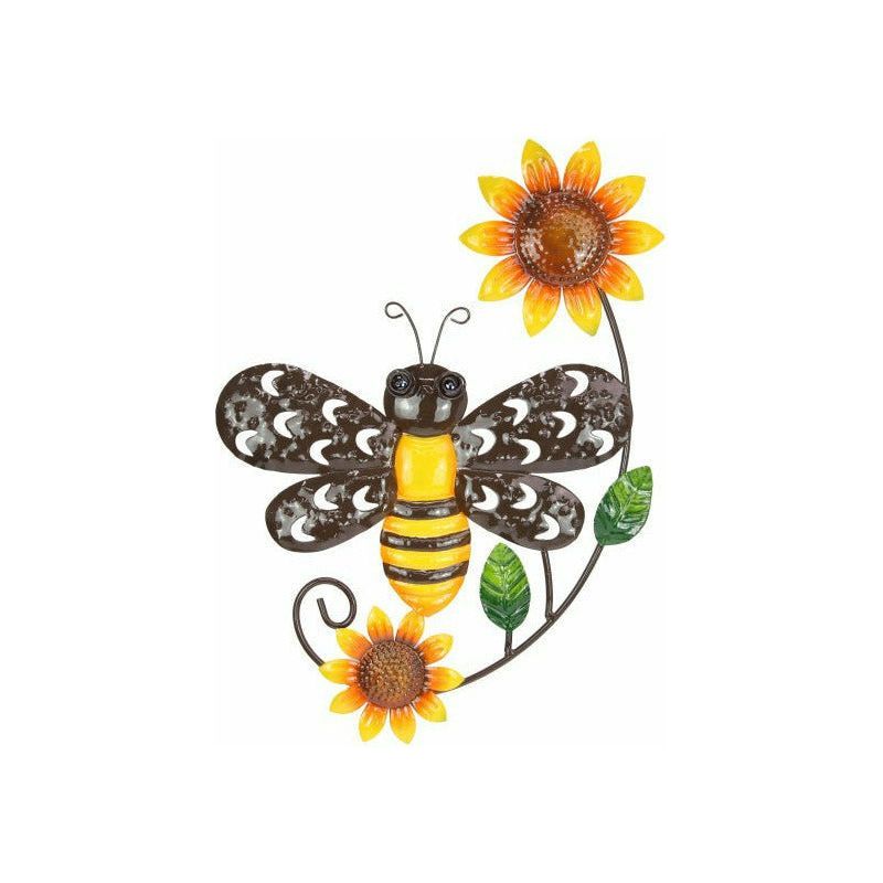 Metal Bee with Sunflower Wall Art - 36cm 1 Piece - Dollars and Sense