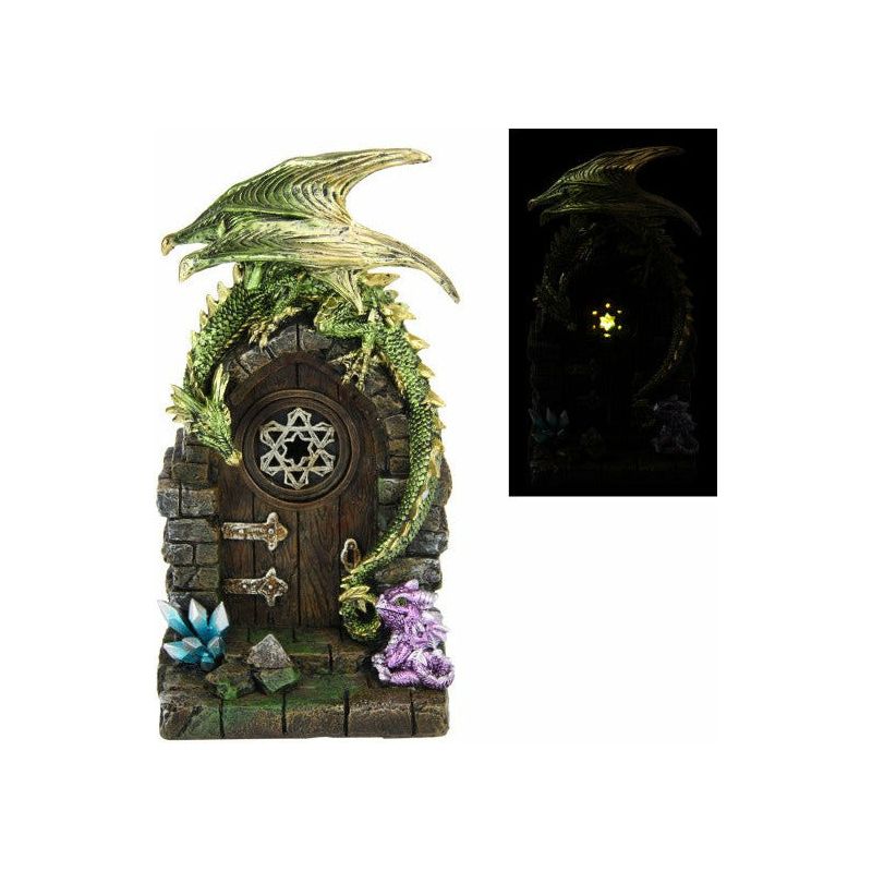 Green Dragon with Baby on Mystic Realm Door - 25cm 1 Piece Default Title