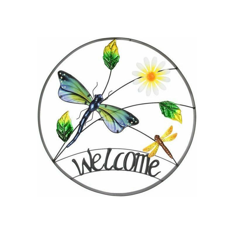 Welcome Sign Dragonfly & Daisy Wallart - 54cm - Dollars and Sense