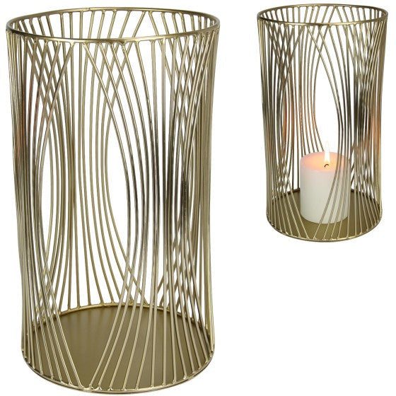 Gold Metal Pillar Candle Holder - Dollars and Sense