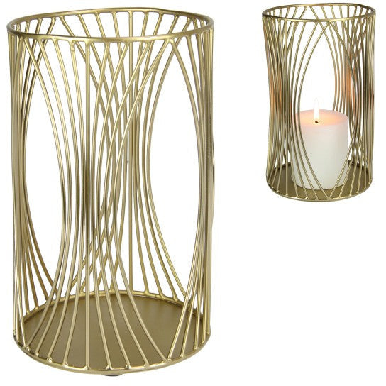 Gold Metal Pillar Candle Holder - Dollars and Sense