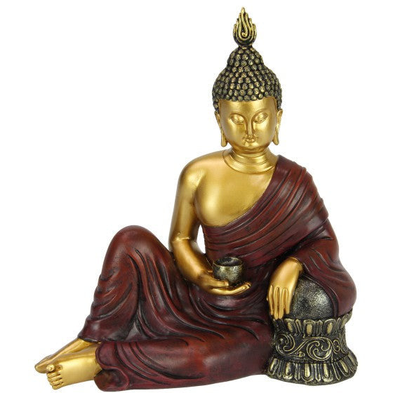 Gold Rulai Resting Buddha with Red Robes - Dollars and Sense