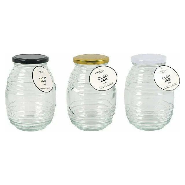 Glass Jar Ribbed Large - 750ml 1 Piece Assorted - Dollars and Sense
