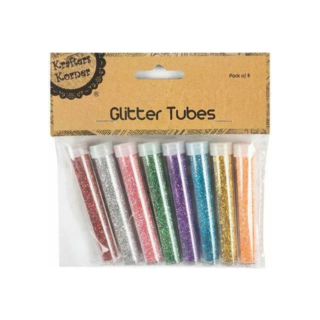 Glitter Tubes Multi Coloured - 8 Pack 1 Piece - Dollars and Sense
