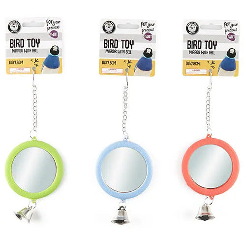 Plastic Bird Toy Round Mirror with Bell - Dollars and Sense