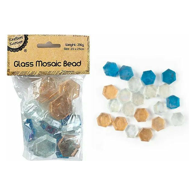 Glass Mosaic Bead Pack Hexagon Tile - 25x25cm 230g - Dollars and Sense