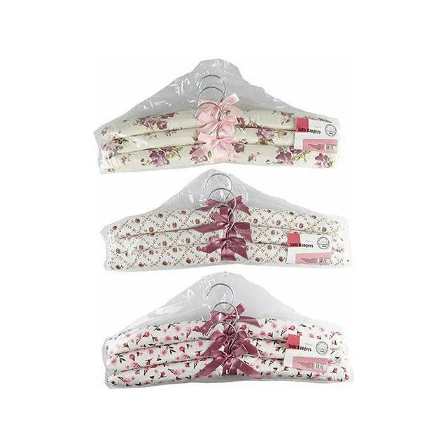 Hangers Satin Floral - 3 Pack 1 Piece Assorted - Dollars and Sense