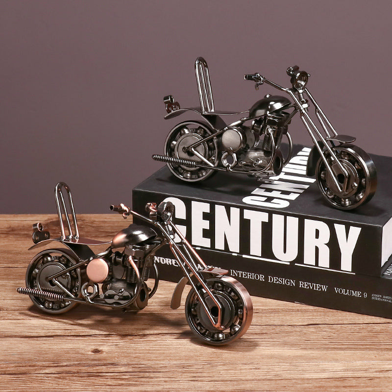 Metal Retro Wheel Rotatable Motorcycle 20x10cm - Dollars and Sense
