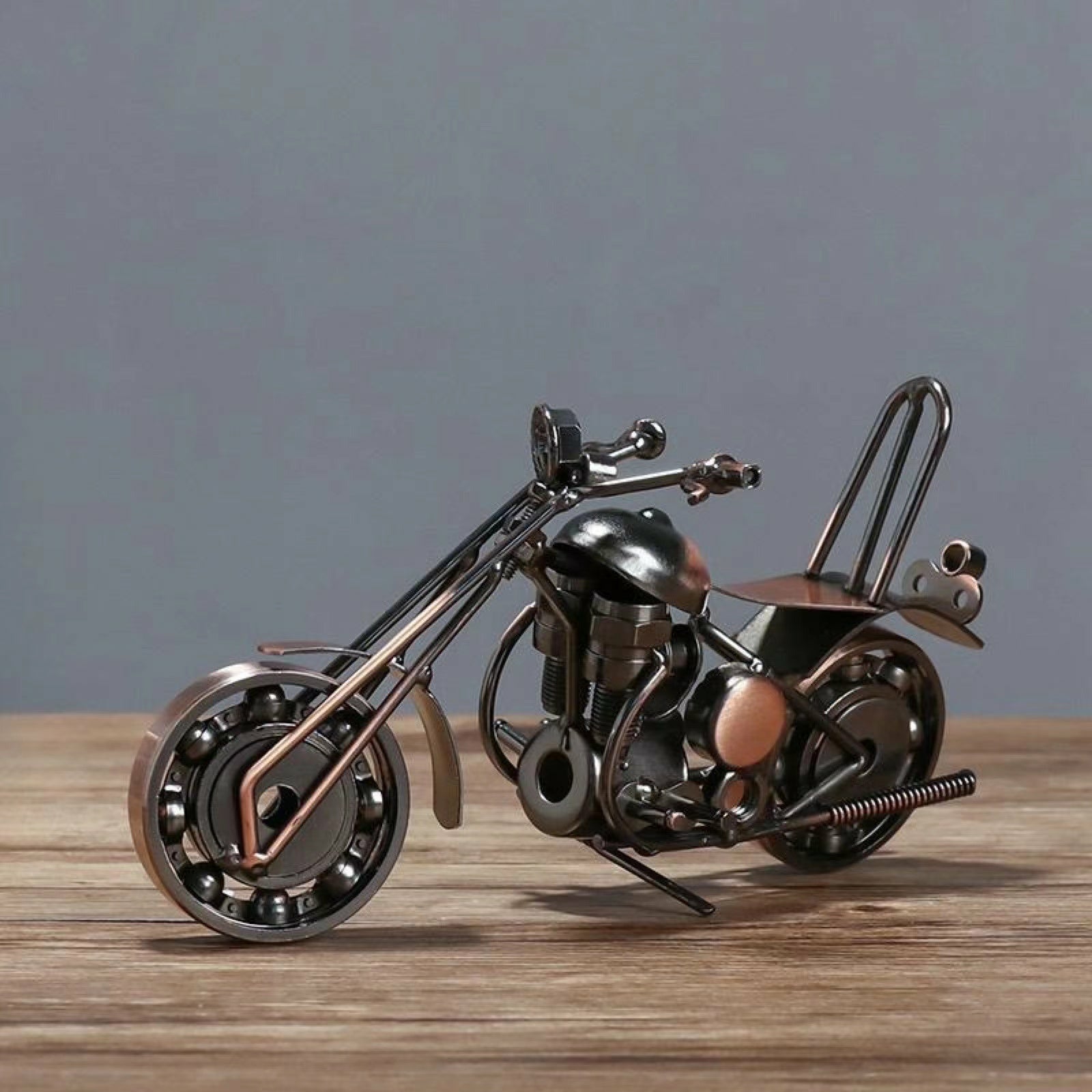 Metal Retro Wheel Rotatable Motorcycle 20x10cm - Dollars and Sense