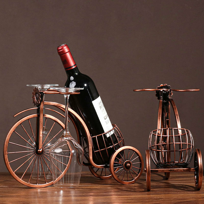 Metal Retro Bicycle Shape Wine Rack 34x33.5cm - Dollars and Sense