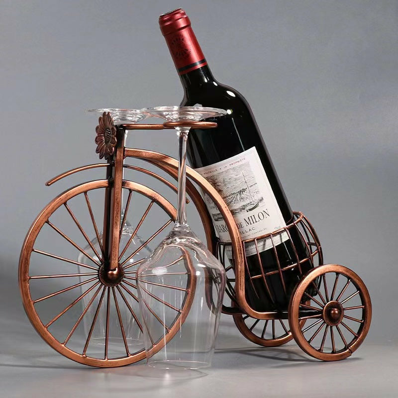 Metal Retro Bicycle Shape Wine Rack 34x33.5cm - Dollars and Sense