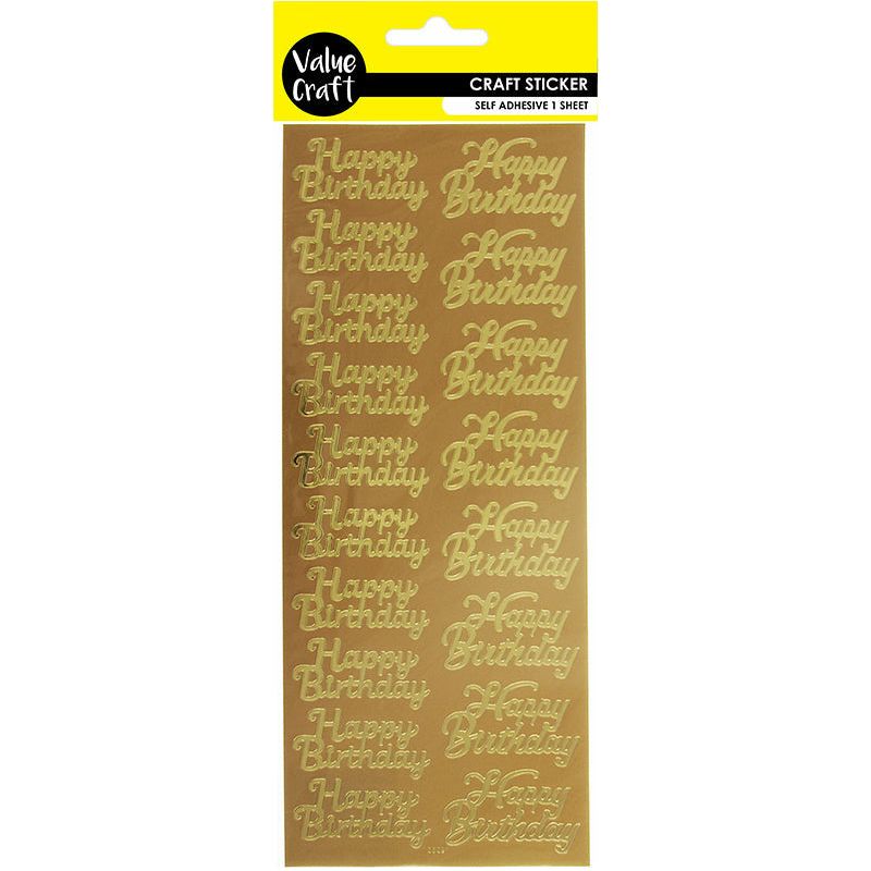 Happy Birthday Gold Stickers - 1 Sheet - Dollars and Sense