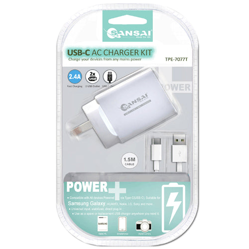 Type C USB Cable with AC Charger Assorted - Dollars and Sense