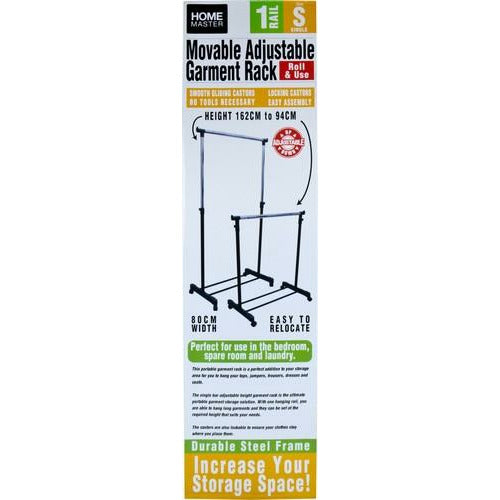 Movable Adjustable Garment Rack - 1 Rail Single Default Title