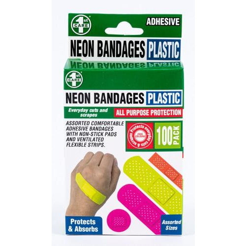 Bandages Neon Plastic Assorted Sizes 100Pk Default Title
