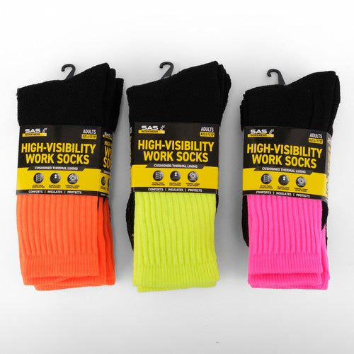 Hi Vis Workwear Socks with Cushioned Thermal Lining Adults - 1 Piece Assorted - Dollars and Sense