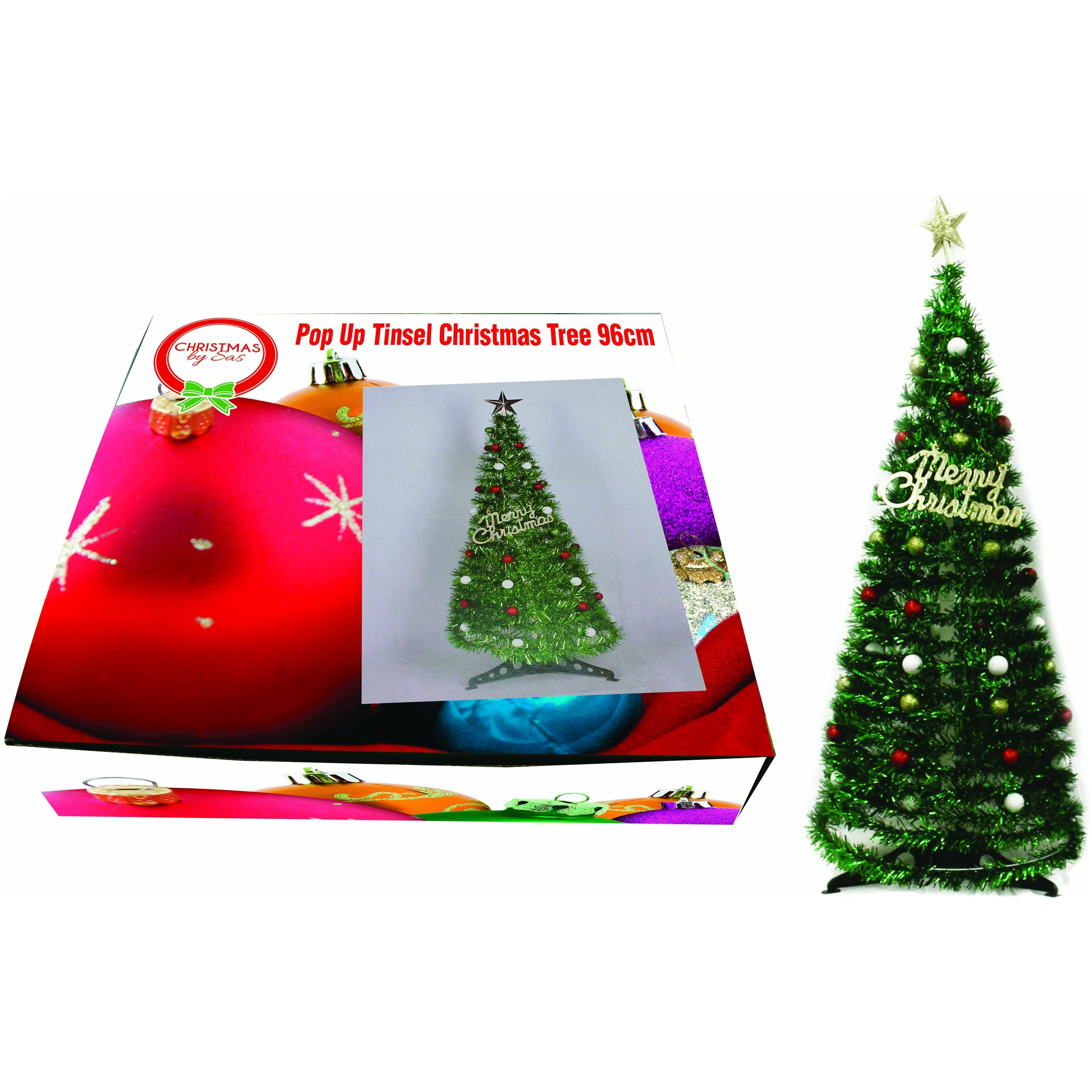Christmas Tree Tinsel Pop-Up 96cm - Dollars and Sense