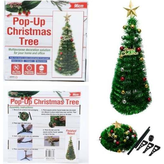 Christmas Tree Tinsel Pop-Up 96cm - Dollars and Sense