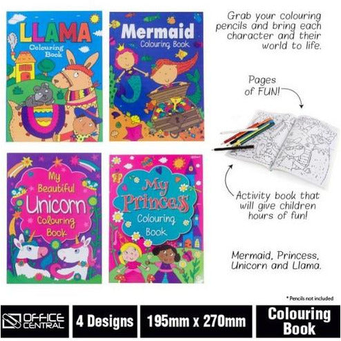 Colouring Book Girls 4 Designs 19.5x27cm - Dollars and Sense