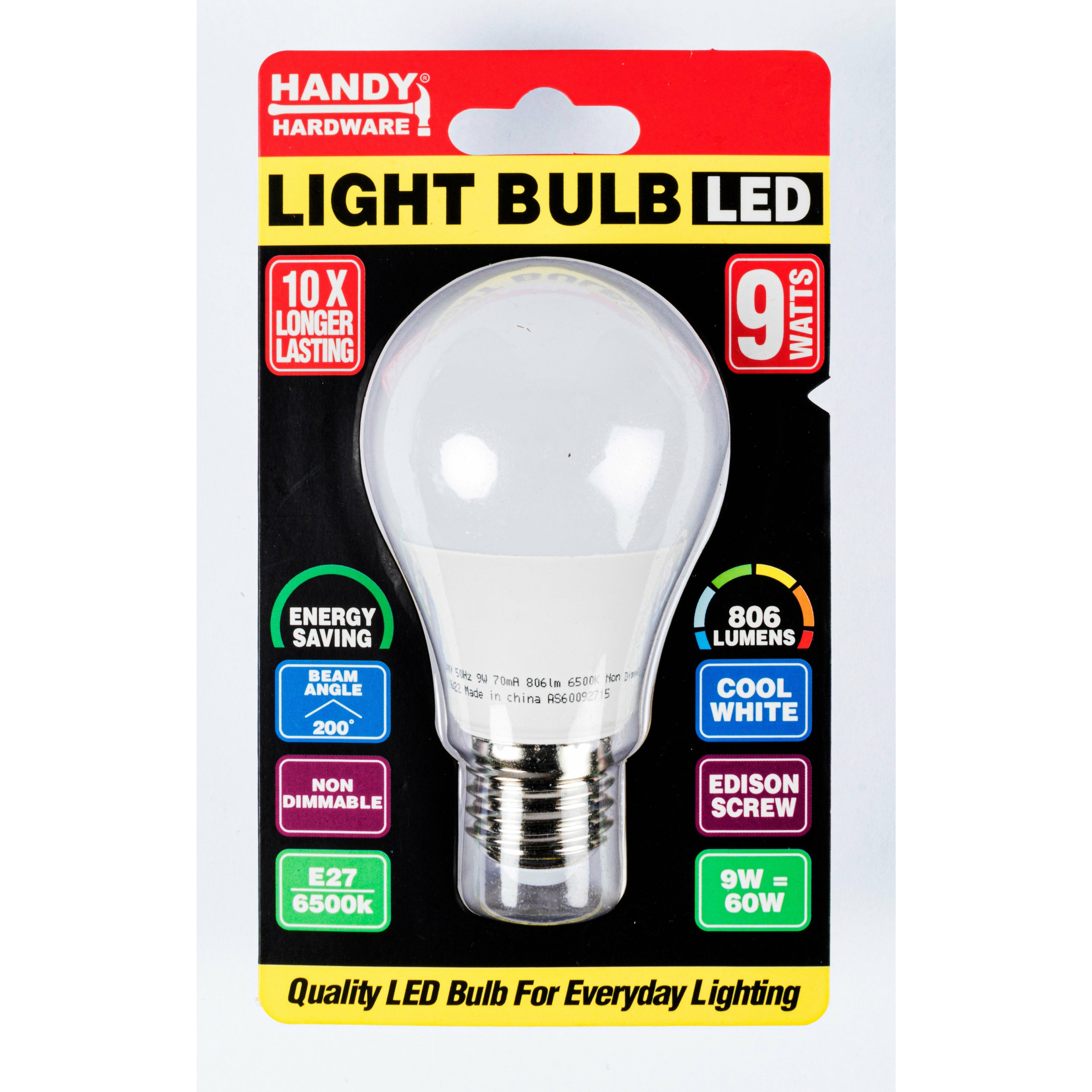 Light Bulb LED 9W Cool White - E27 Screw 1 Piece Default Title