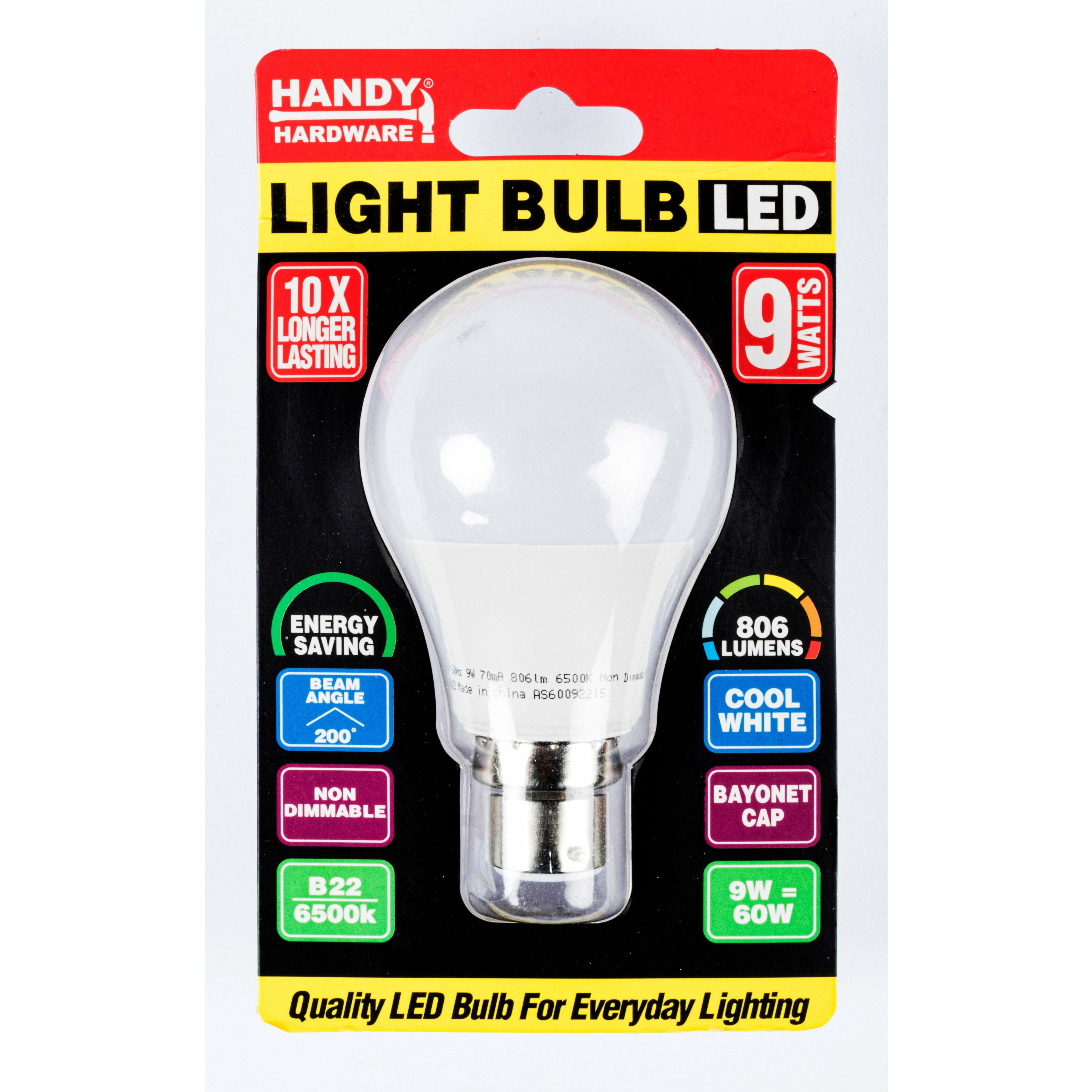 Light Bulb LED 9W Cool White - B22 Bayonet 1 Piece Default Title