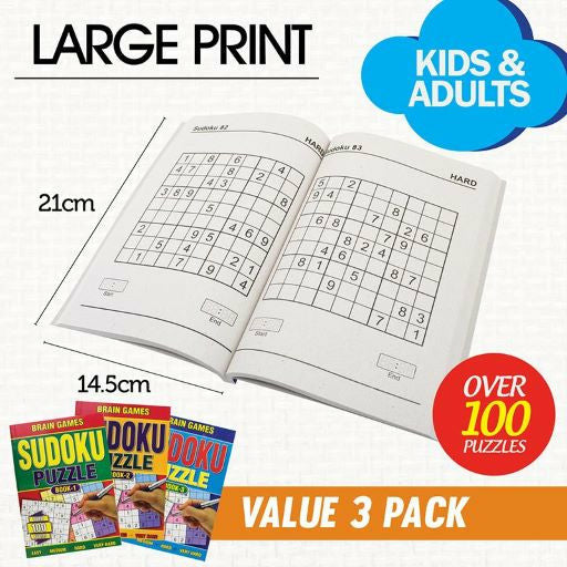 A5 Book Sudoku 144pg 3pk Assorted - Dollars and Sense