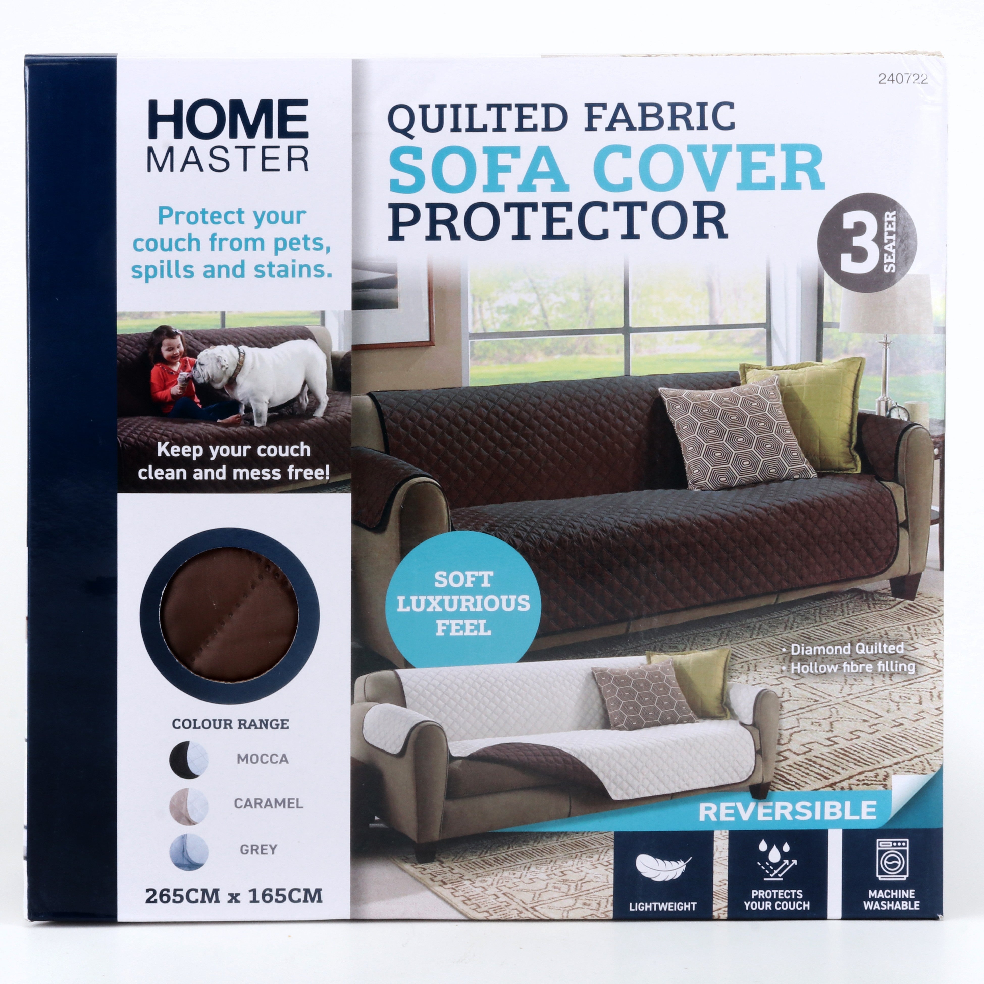 Quilted Fabric Sofa Cover Protector - 256x165cm 1 Piece Assorted Default Title