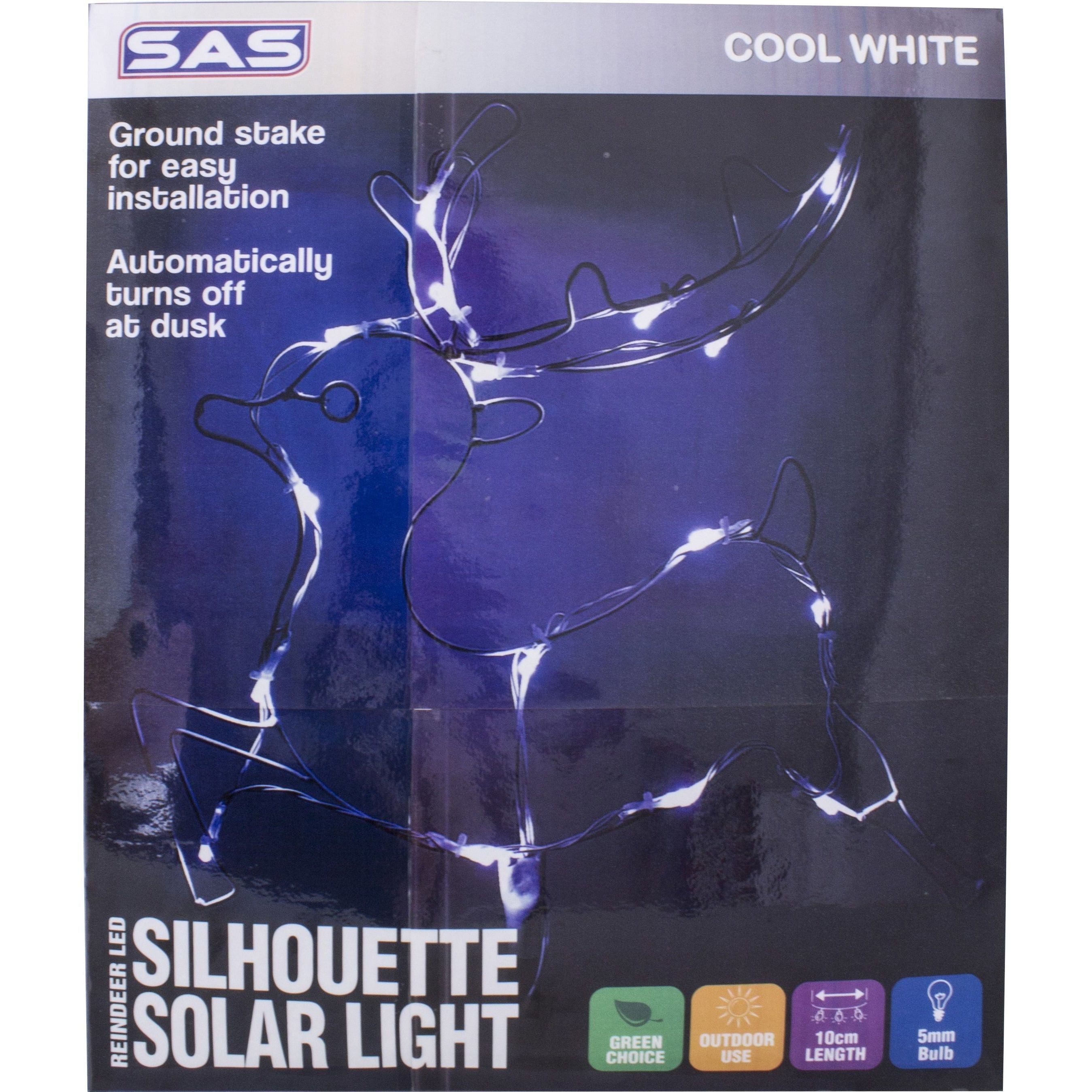 Garden Stake Silhouette Solar Light Reindeer Cool White 36x37cm - Dollars and Sense