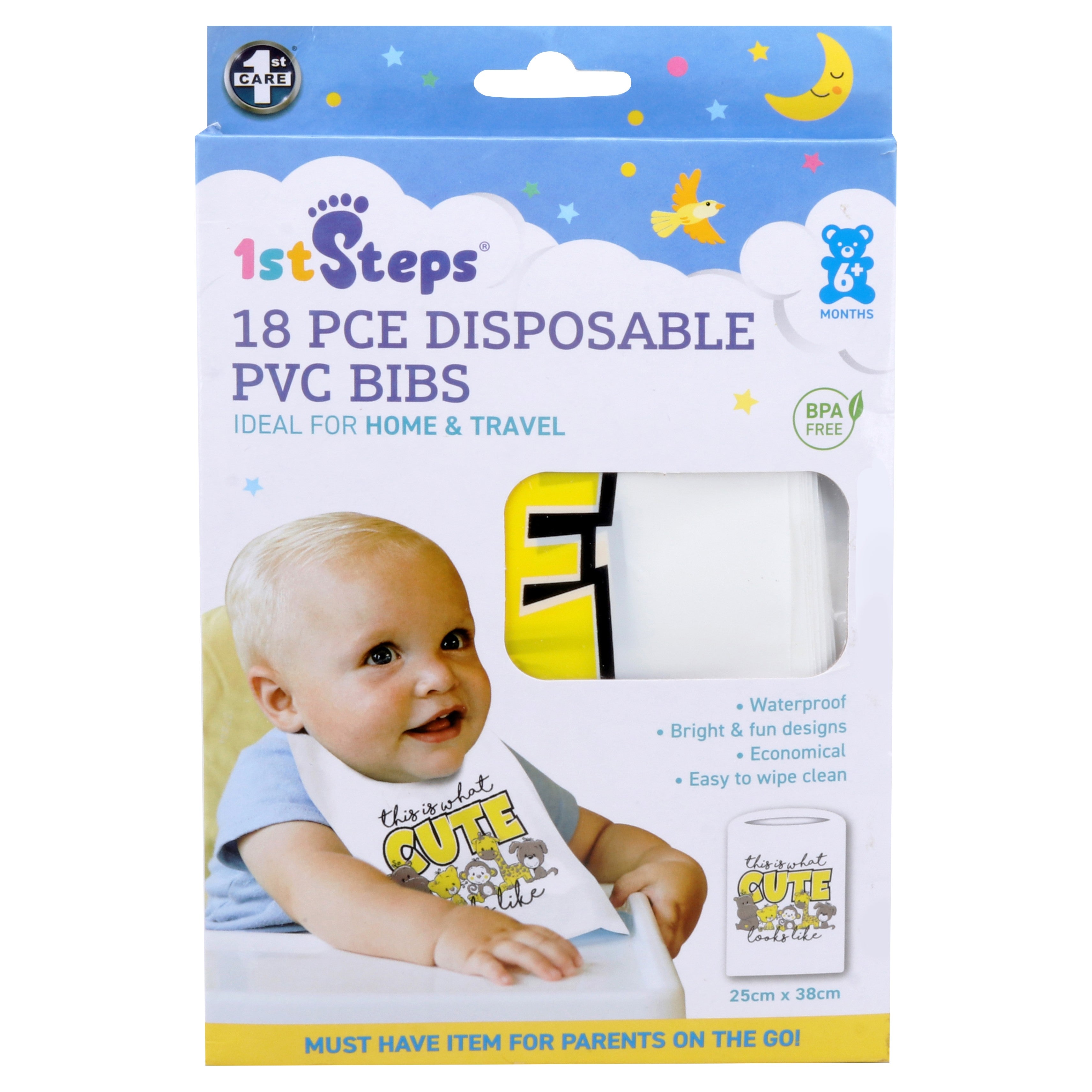 Disposable PVC Bibs - 25x38cm 18 piece - Dollars and Sense