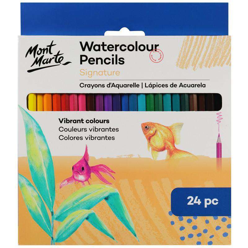 Buy onilne Mont Marte Signature Watercolour Pencils 24pce | Dollars and Sense cheap and low prices in australia